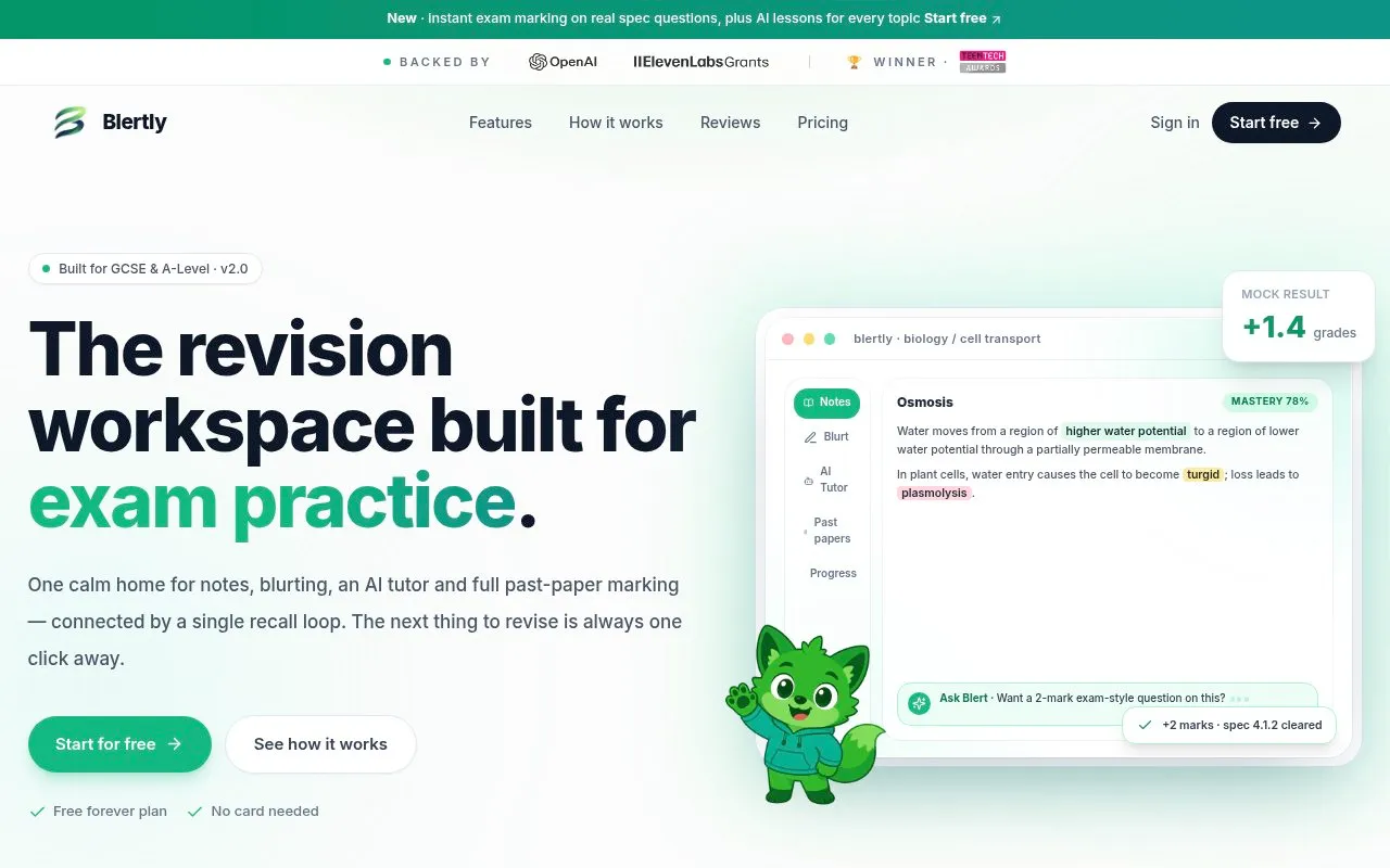 Screenshot of Blertly